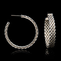 Tiffany & Co. Sterling Silver Estate Somerset Mesh Hoop Earrings