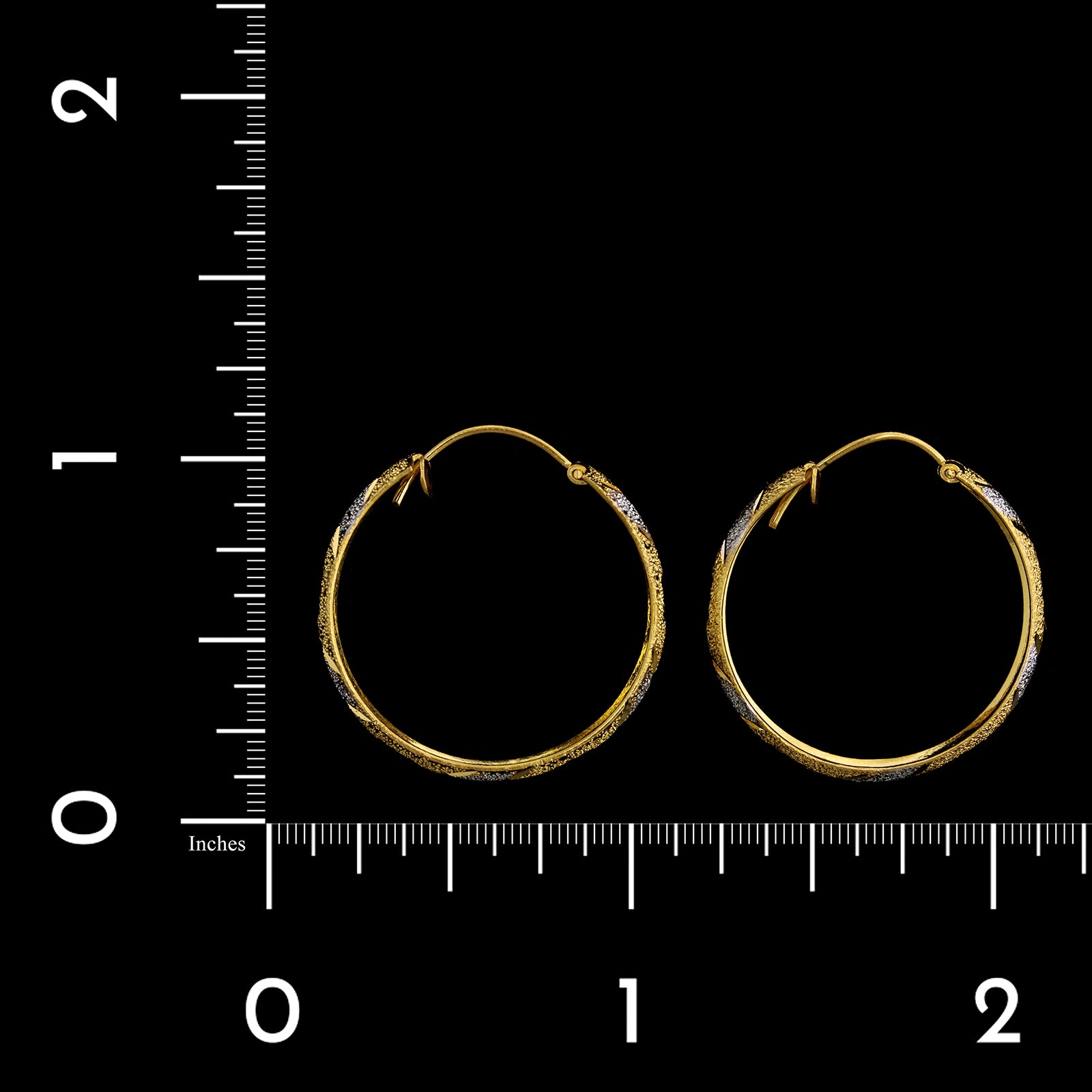 22K Two-tone Gold Estate Hoop Earrings