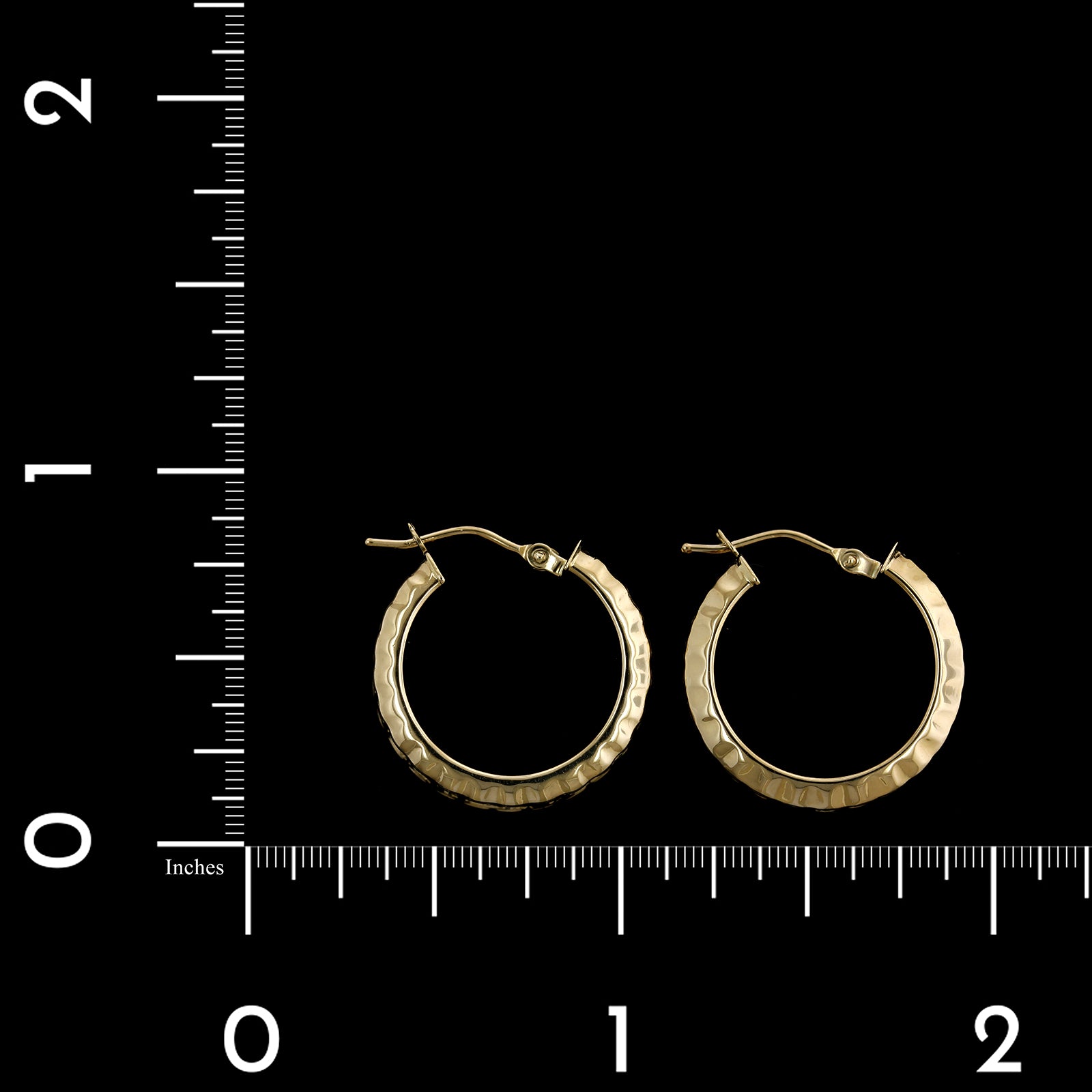14K Yellow Gold Estate Textured Hoop Earrings