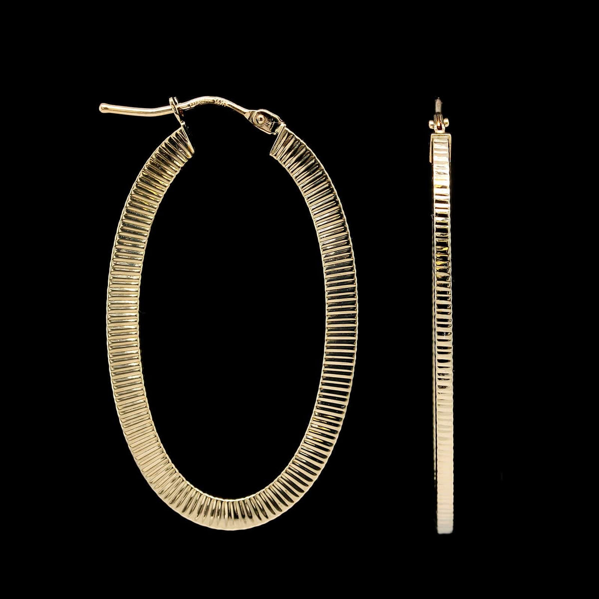 14K Yellow Gold Estate Oval Hoop Earrings