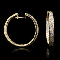 18K Yellow Gold Estate Inside Out Diamond Hoops