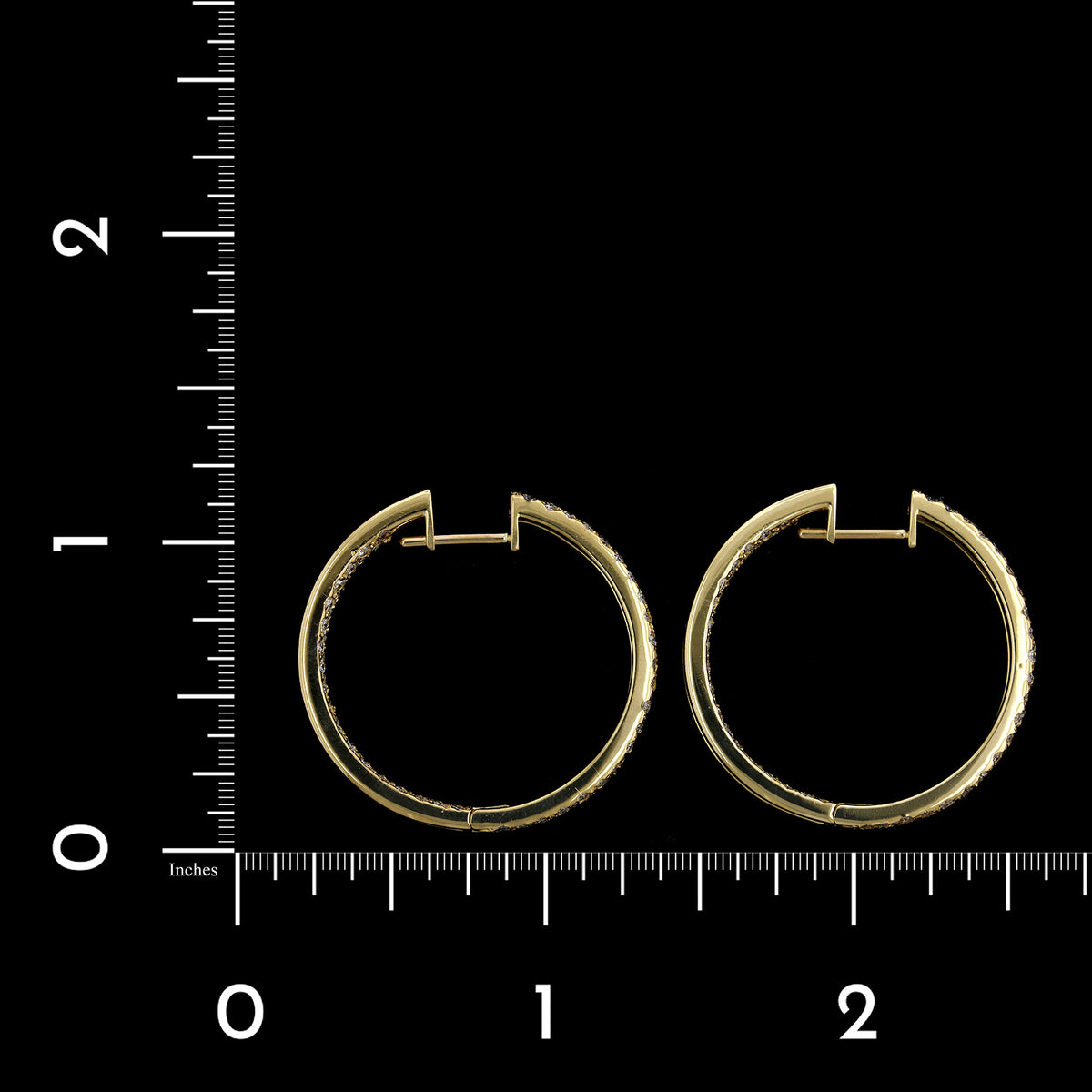 18K Yellow Gold Estate Inside Out Diamond Hoops