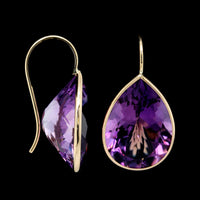 14K Yellow Gold Estate Amethyst Drop Earrings
