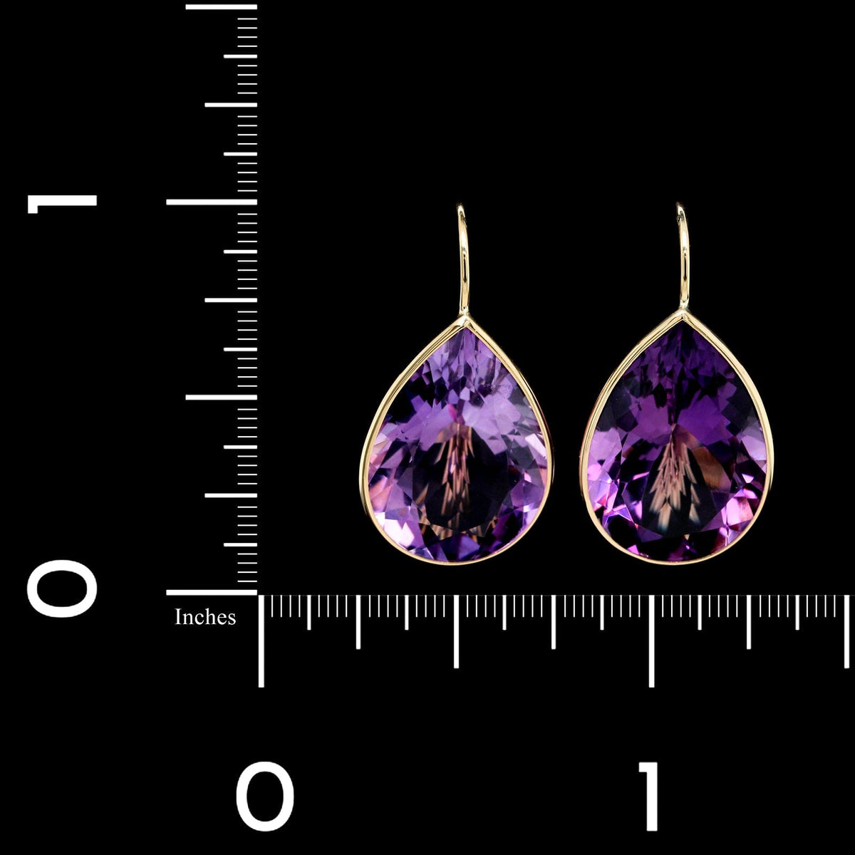 14K Yellow Gold Estate Amethyst Drop Earrings