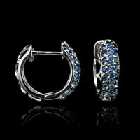 14K White Gold Estate Sapphire Hoops