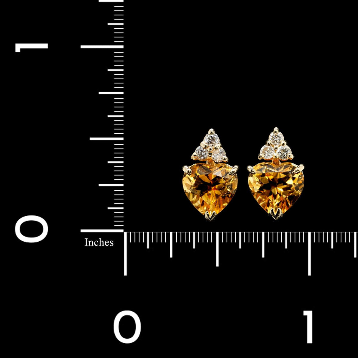 14K Yellow Gold Estate Citrine and Diamond Earrings