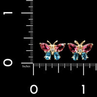 14K Yellow Gold Estate Gem-set Butterfly Earrings