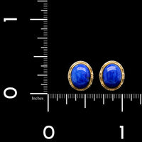 14K Yellow Gold Estate Lapis Cabochon Stud Earrings