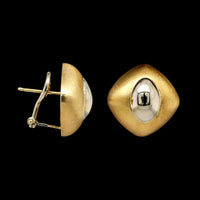 18K Two-tone Gold Estate Dome Earrings