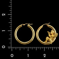 Charles Garnier 18K Yellow Gold Estate Cherub Hoops