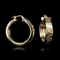 14K Yellow Gold Estate Roman Numeral Hoop Earrings