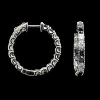 14K White Gold Estate Diamond Inside Out Hoops