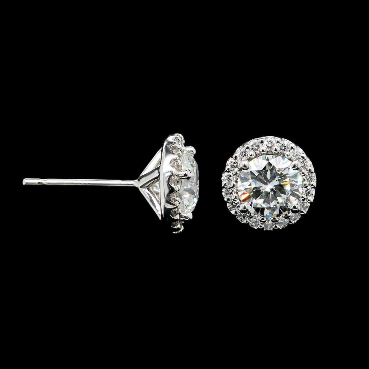 14K White Gold Estate Diamond Halo Earrings