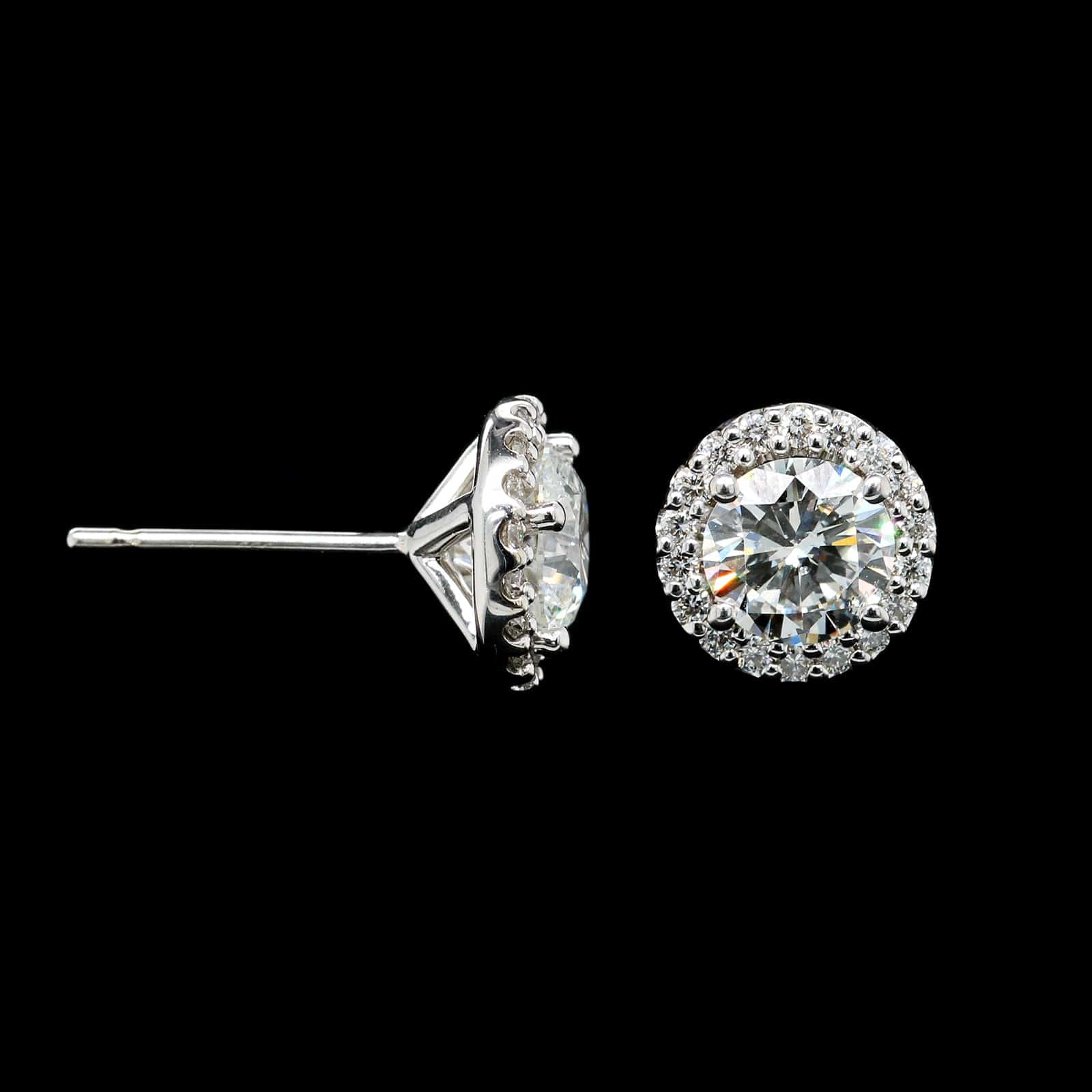 14K White Gold Estate Diamond Halo Earrings