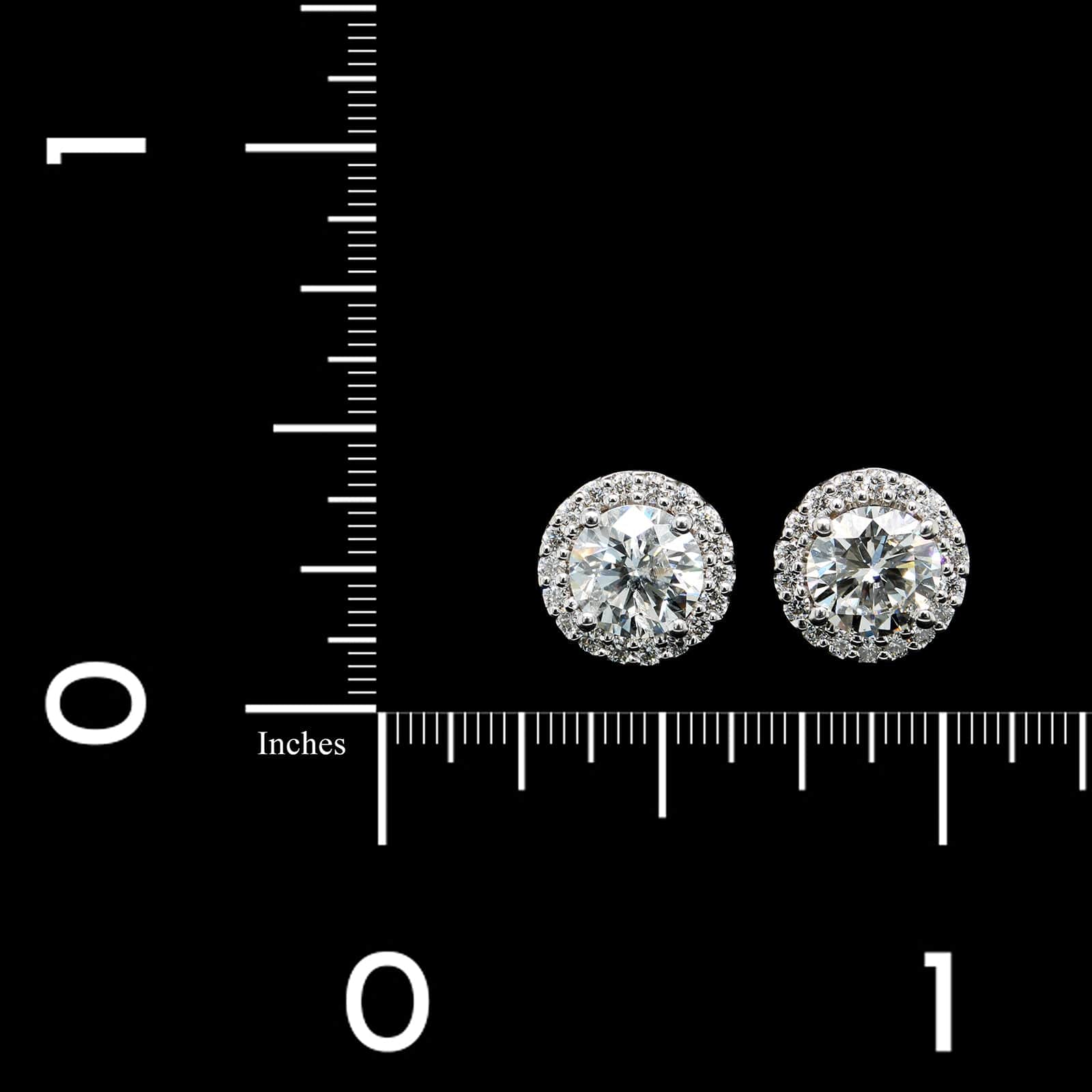 14K White Gold Estate Diamond Halo Earrings