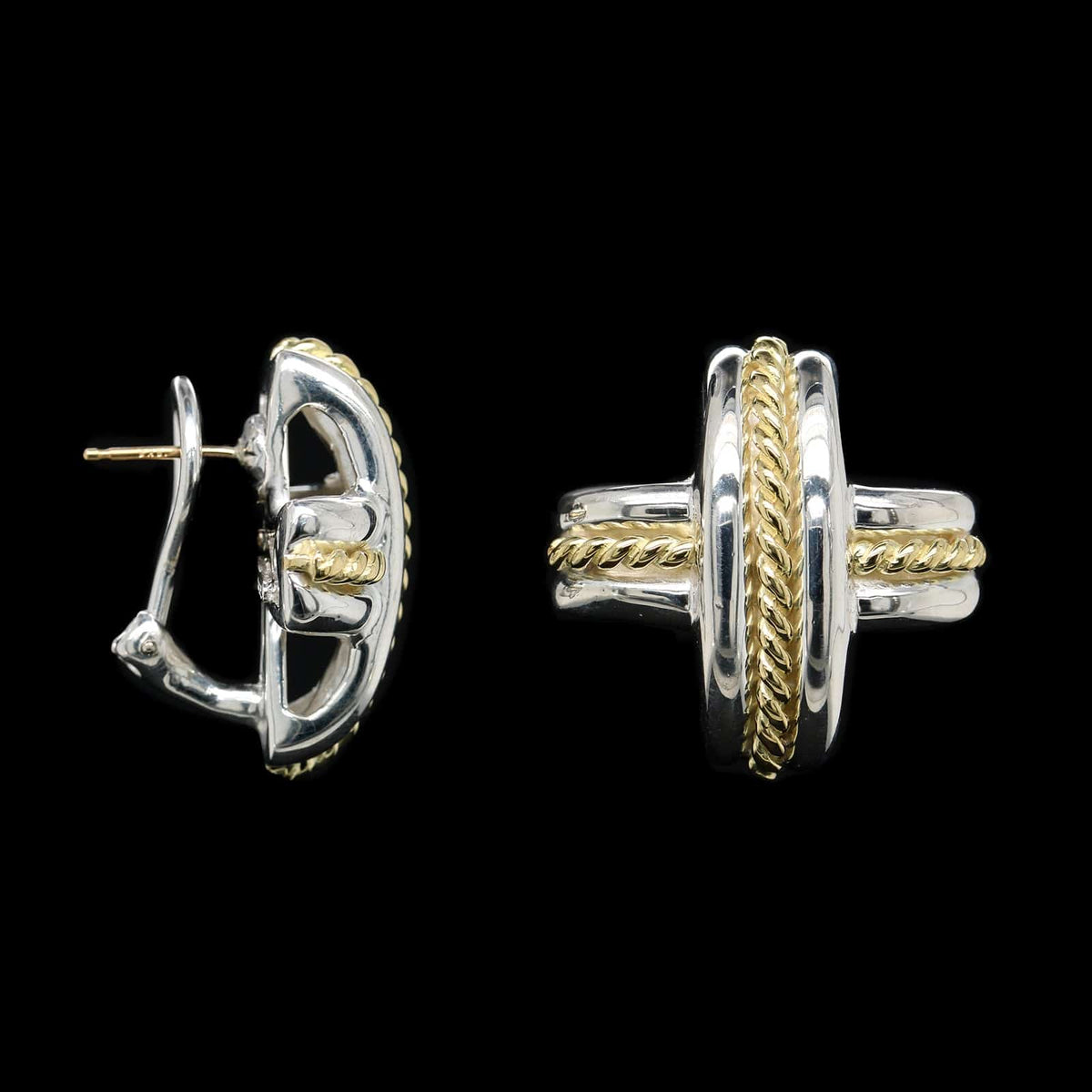 Tiffany & Co. Sterling Silver and 18K Yellow Gold Estate Signature X Earrings