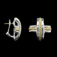 Tiffany & Co. Sterling Silver and 18K Yellow Gold Estate Signature X Earrings