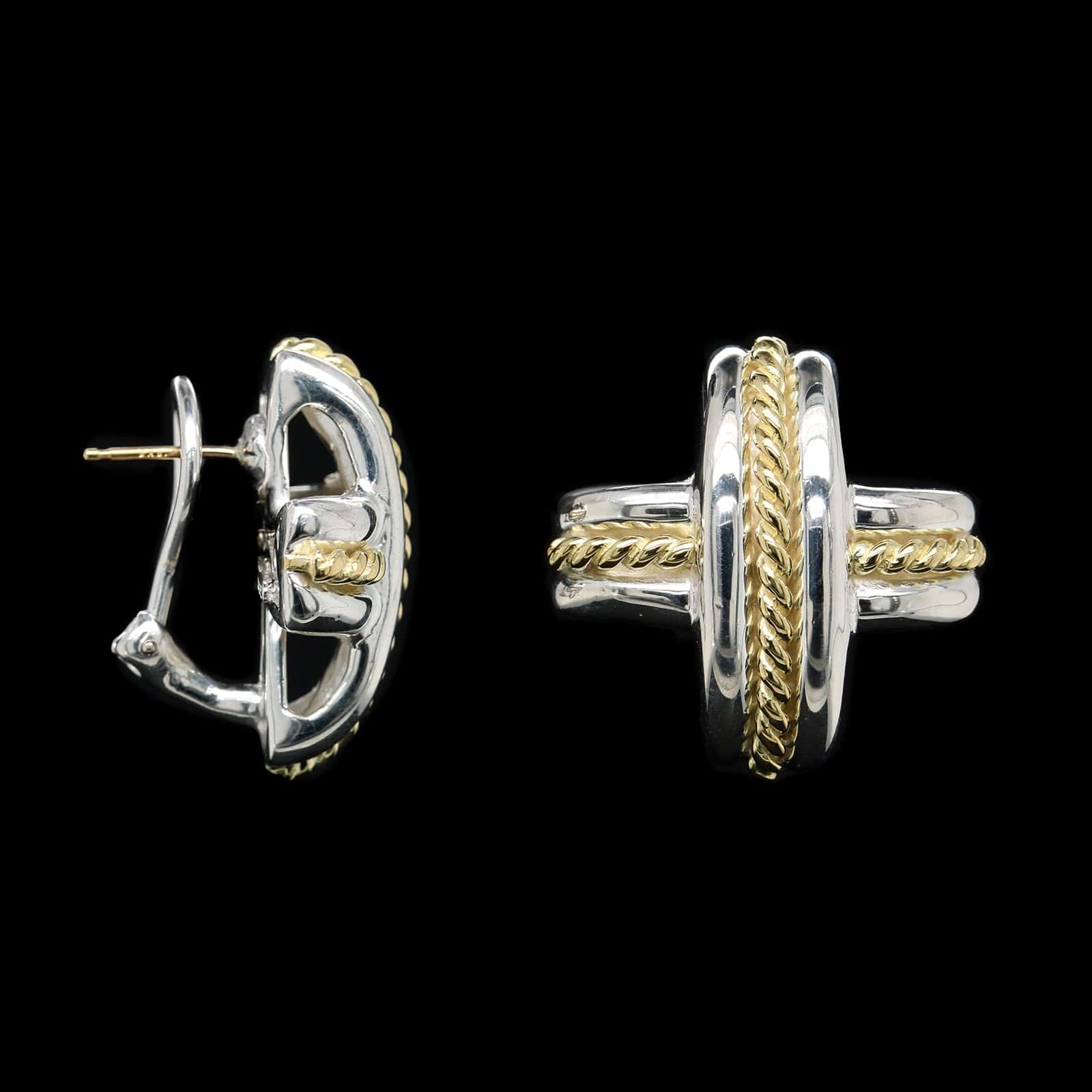 Tiffany & Co. Sterling Silver and 18K Yellow Gold Estate Signature X Earrings