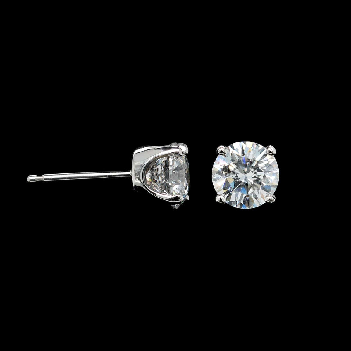 14K White Gold Estate Diamond Stud Earrings