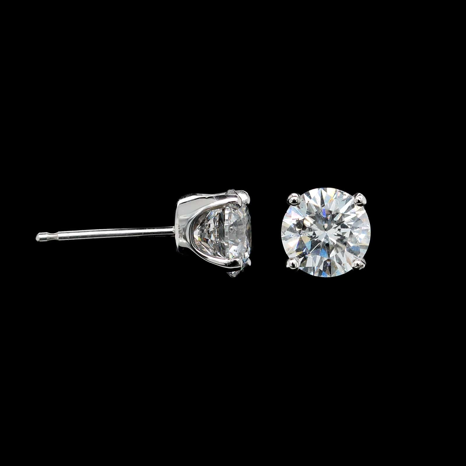 14K White Gold Estate Diamond Stud Earrings