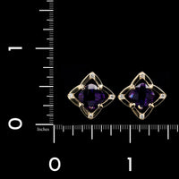 14K Yellow Gold Estate Amethyst and Diamond Earrings