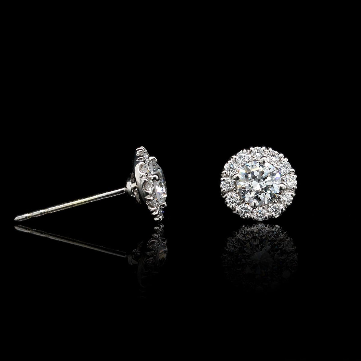 14K White Gold Estate Diamond Halo Earrings
