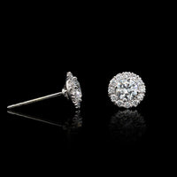 14K White Gold Estate Diamond Halo Earrings