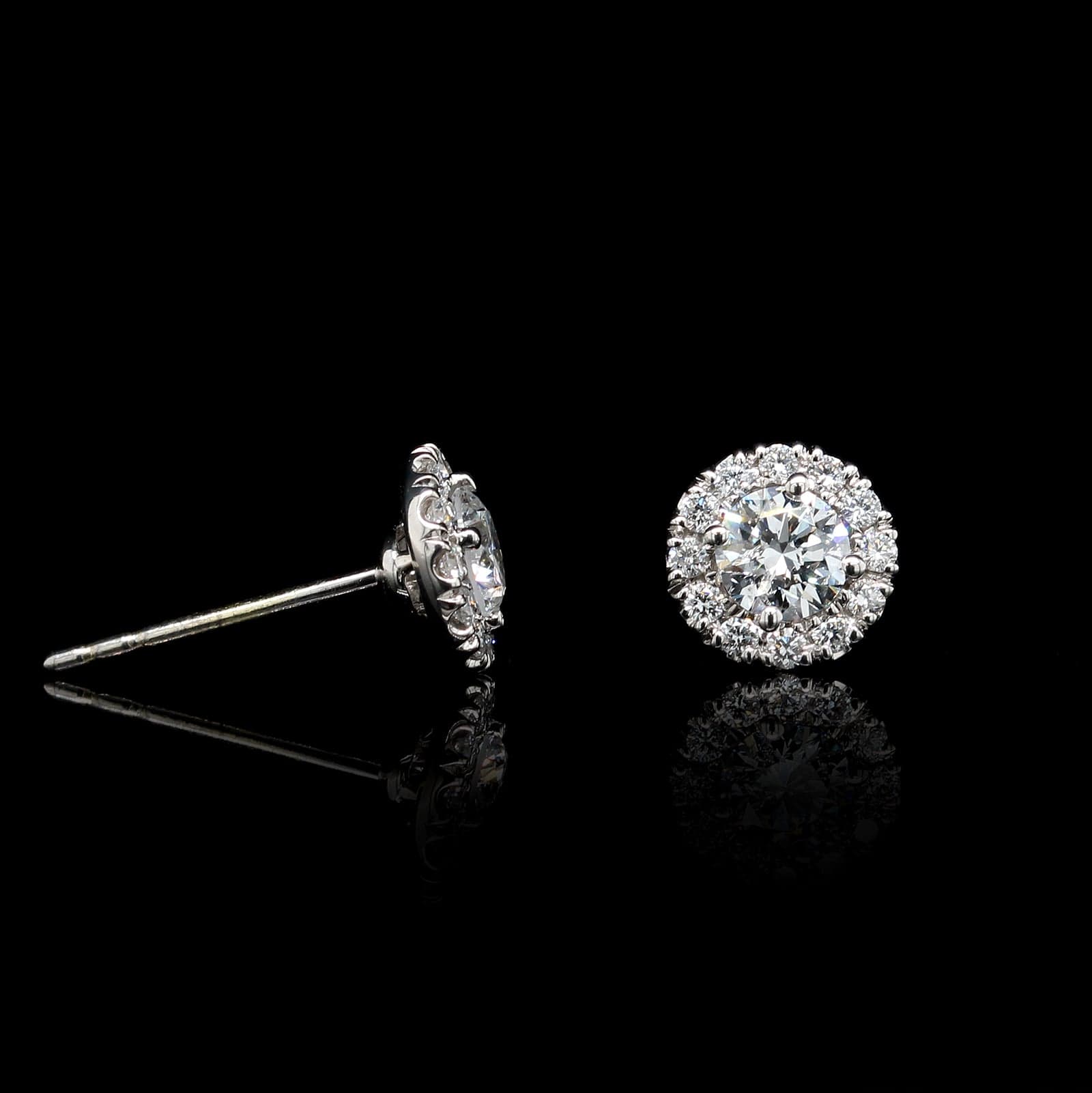 14K White Gold Estate Diamond Halo Earrings