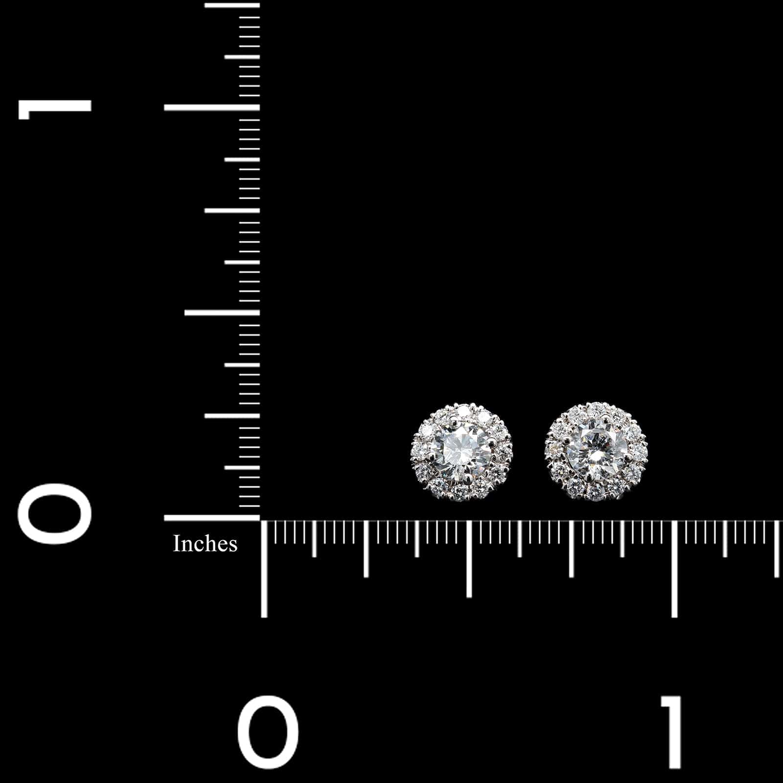 14K White Gold Estate Diamond Halo Earrings
