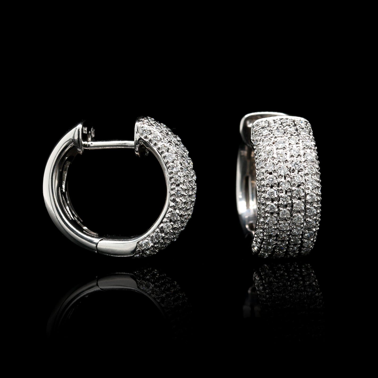 14K White Gold Estate Diamond Hoops