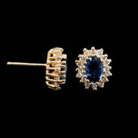 14K Yellow Gold Estate Sapphire and Diamond Earrings