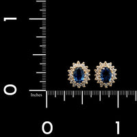 14K Yellow Gold Estate Sapphire and Diamond Earrings