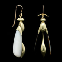 Gabriella Kiss 14K Green Gold Estate Articulated Wasp Mother of Pearl Earrings
