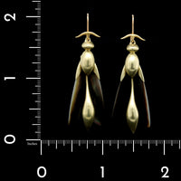 Gabriella Kiss 14K Green Gold Estate Articulated Wasp Mother of Pearl Earrings