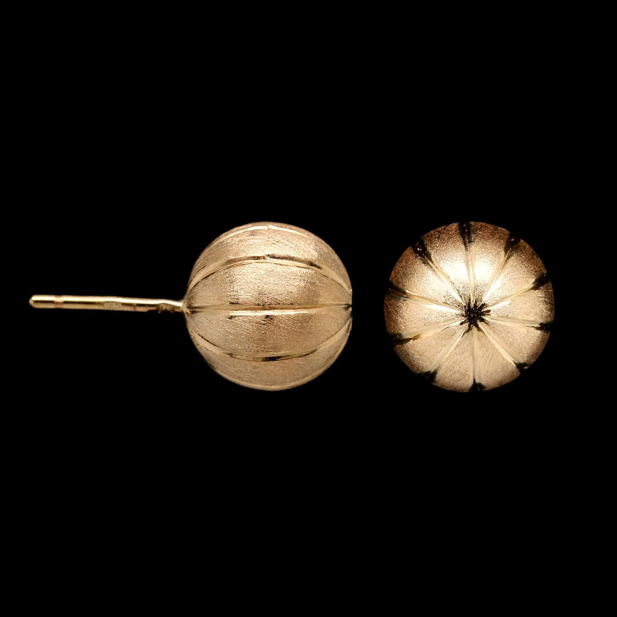 19K Yellow Gold Estate Textured Ball Stud Earrings