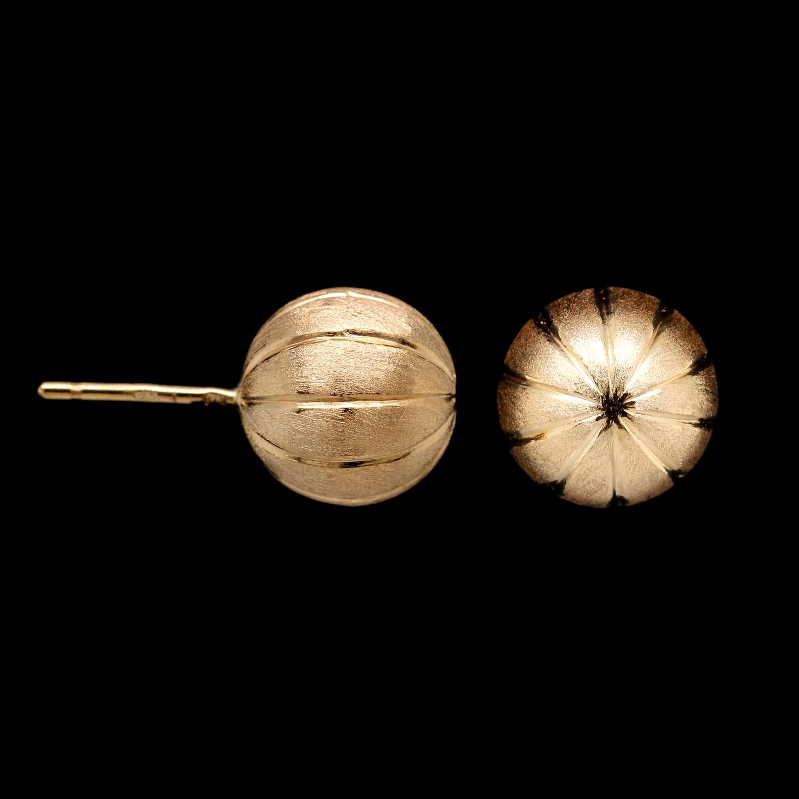 19K Yellow Gold Estate Textured Ball Stud Earrings