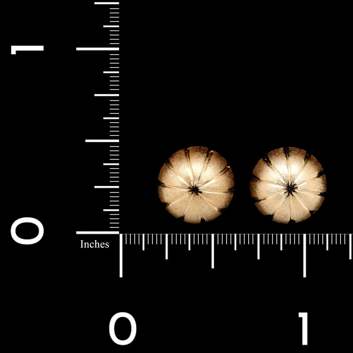 19K Yellow Gold Estate Textured Ball Stud Earrings