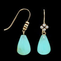 Alexis Kletjian 18K Yellow Gold Estate Peruvian Opal and Diamond Earrings