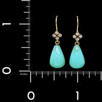 Alexis Kletjian 18K Yellow Gold Estate Peruvian Opal and Diamond Earrings