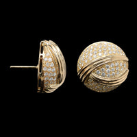 18K Yellow Gold Estate Diamond Dome Earrings