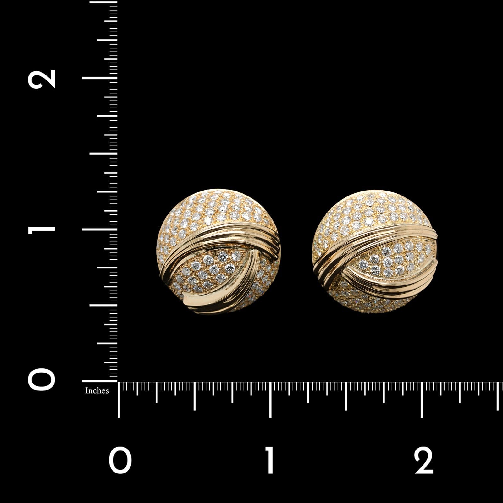 18K Yellow Gold Estate Diamond Dome Earrings