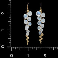 Rachel Atherly 18K Yellow Gold Estate Rainbow Moonstone Caviar Earrings