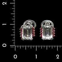 Lagos Caviar Sterling Silver and 18K Yellow Gold Estate White Topaz and Pink Tourmaline Earrings