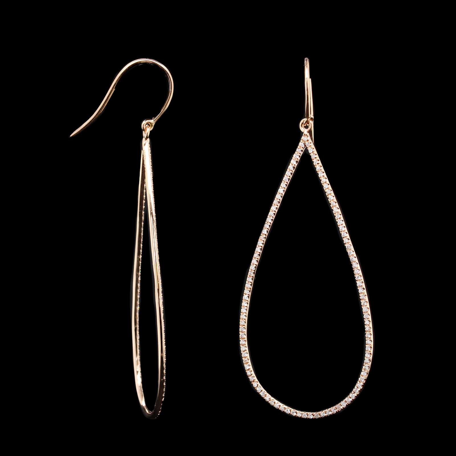 14K Rose Gold Estate Diamond Earrings