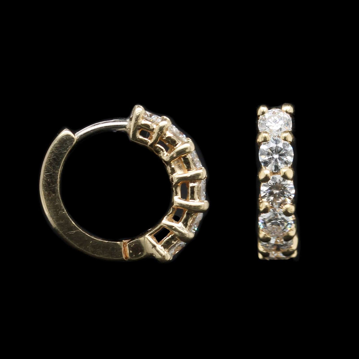 14K Yellow Gold Estate Diamond Hoops