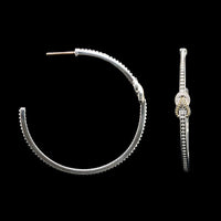 Lagos Sterling Silver, 18K Yellow Gold Estate and Diamond Newport Knot Hoop Earrings