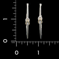 Lagos Sterling Silver, 18K Yellow Gold Estate and Diamond Newport Knot Hoop Earrings