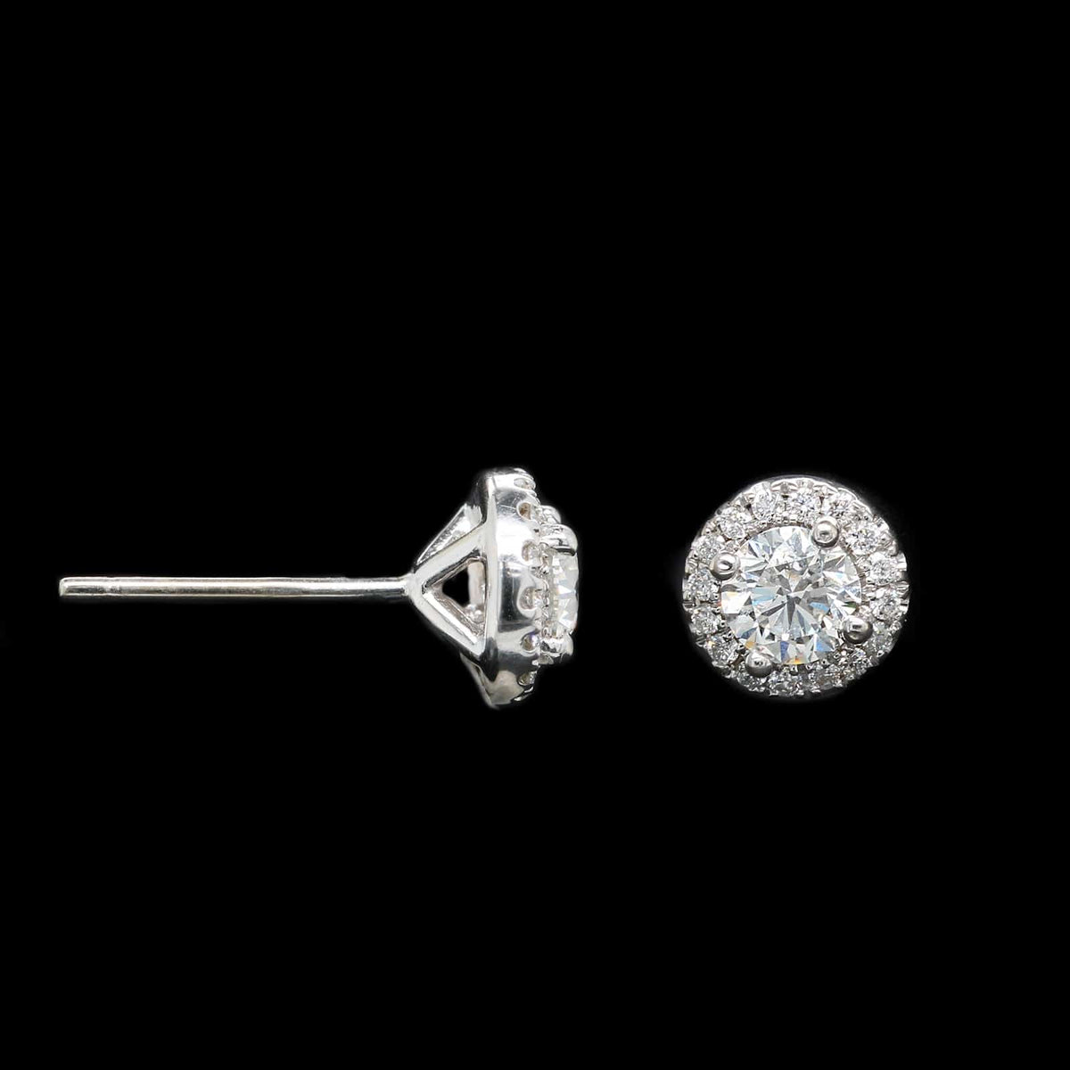 14K White Gold Estate Diamond Halo Earrings