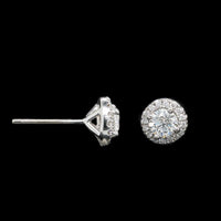 14K White Gold Estate Diamond Halo Earrings