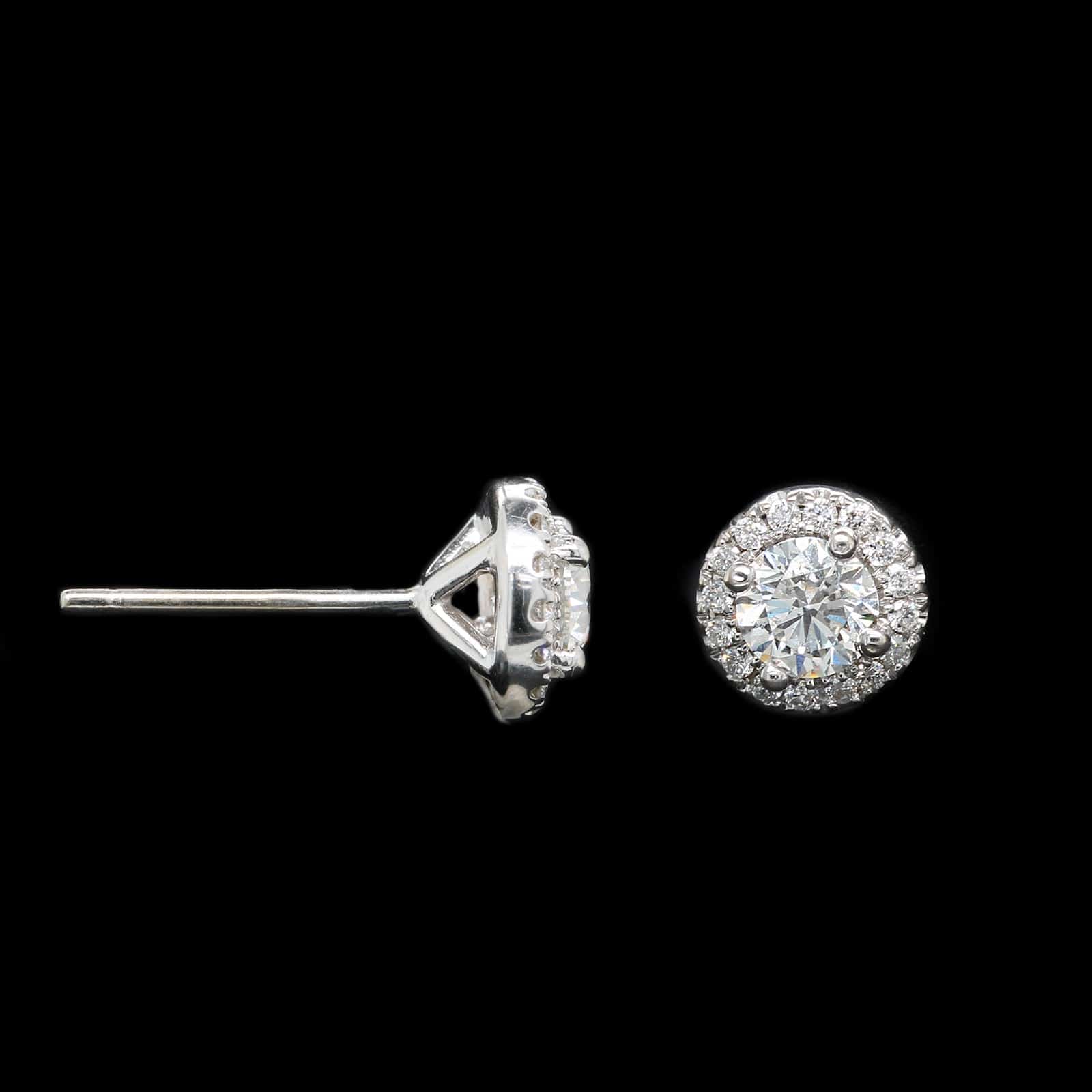 14K White Gold Estate Diamond Halo Earrings